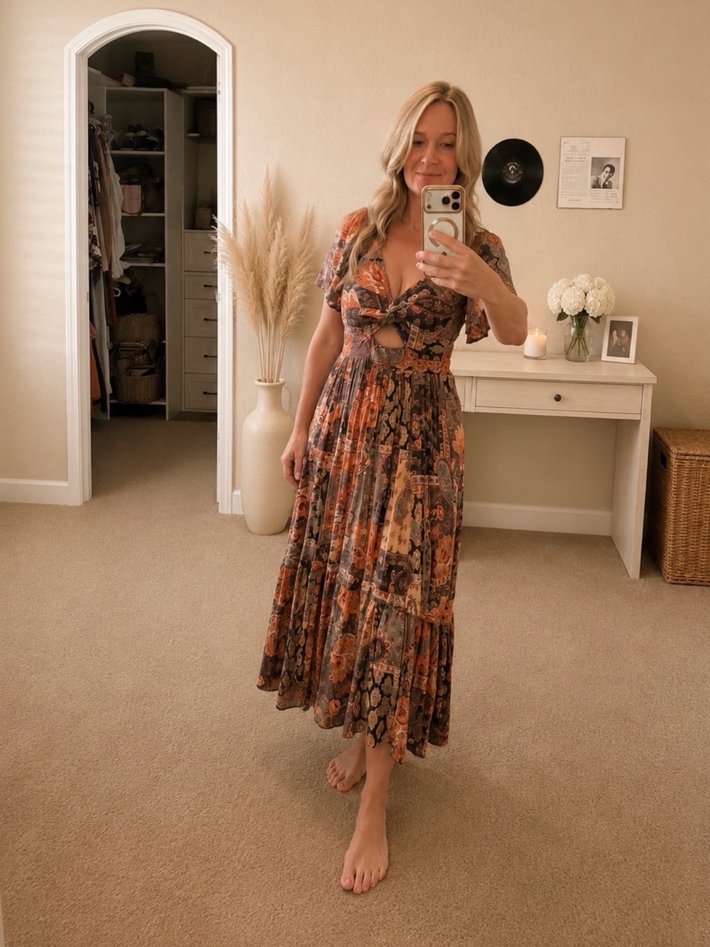 Angie Boho Paisley Floral Maxi Dress Multicolor Small - Picture 3 of 4